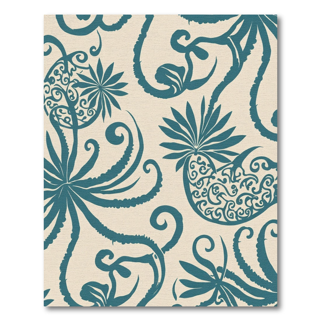 Teal Coral Swirl Botanical Rug