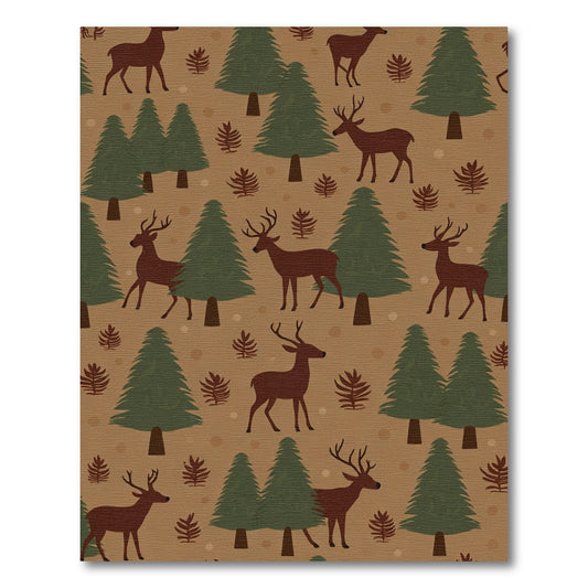 Brown Deer Pine Forest Seamless Pattern Rug