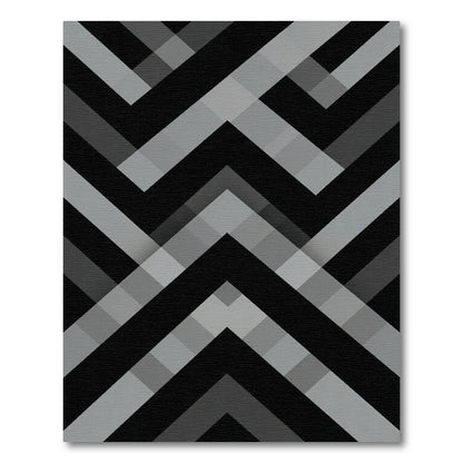 Monochromatic Gray Geometric Chevron Rug