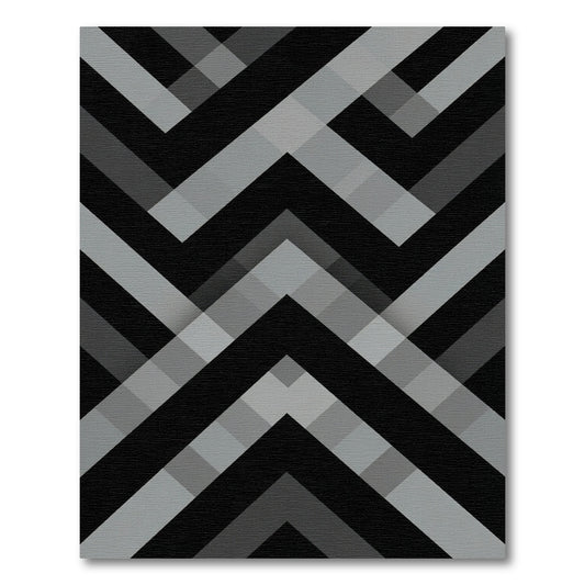 Monochromatic Gray Geometric Chevron Rug