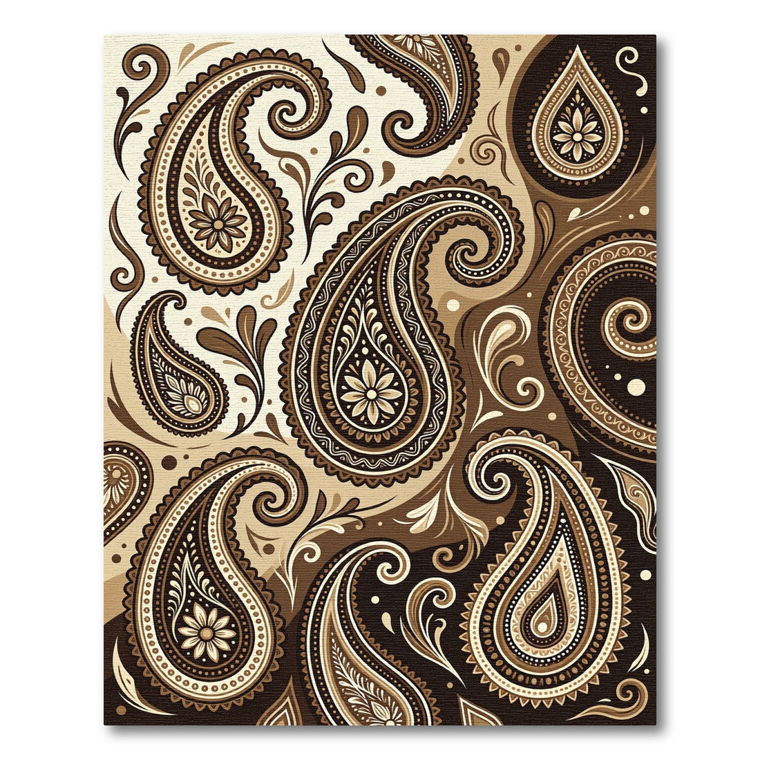 Elegant Dark Cocoa Paisley Swirls Rug