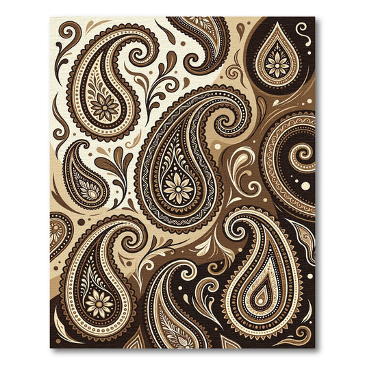Elegant Dark Cocoa Paisley Swirls Rug