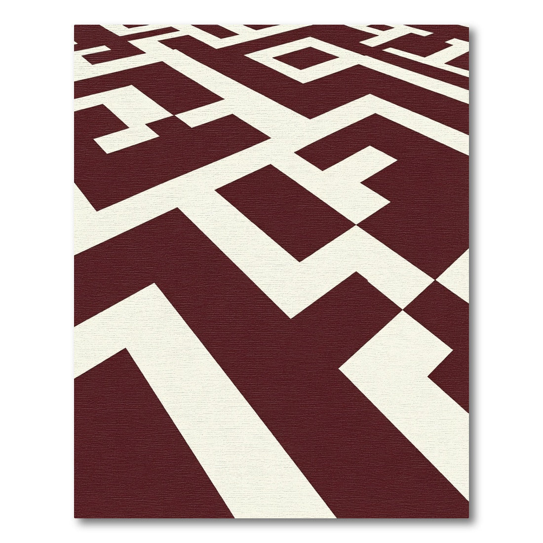 Deep Red Cream Geometric Maze Rug