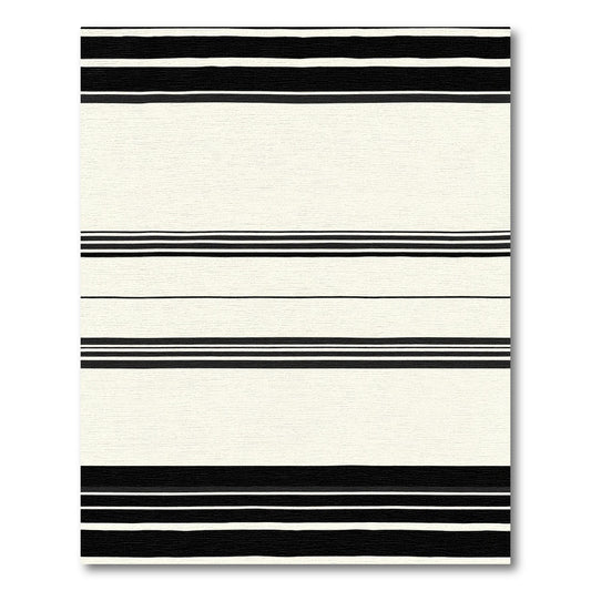 Classic Black Stripe Ivory Field Rug