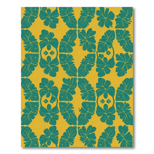 Tropical Teal Floral Garden Ochre Rug