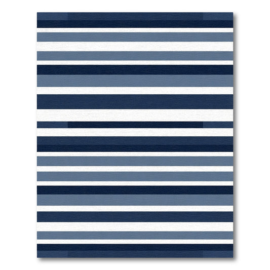 Modern Coastal Blue Horizontal Stripe Rug
