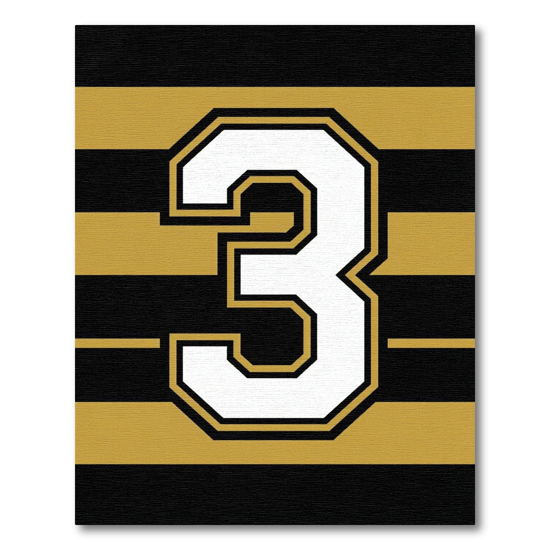 Bold Black Gold Striped Number 3 Rug