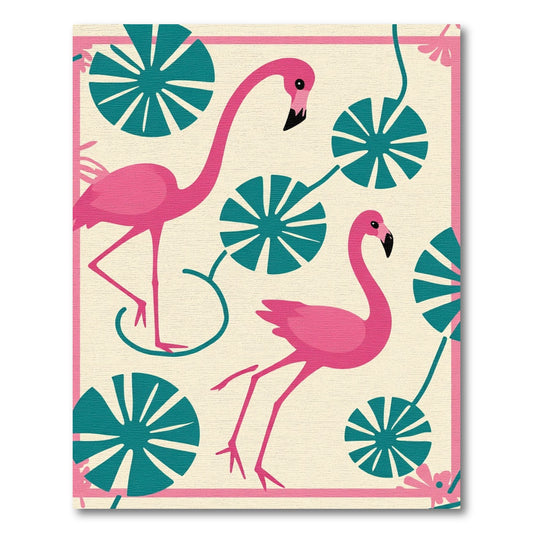 Pink Flamingos Teal Lotus Blossom Rug