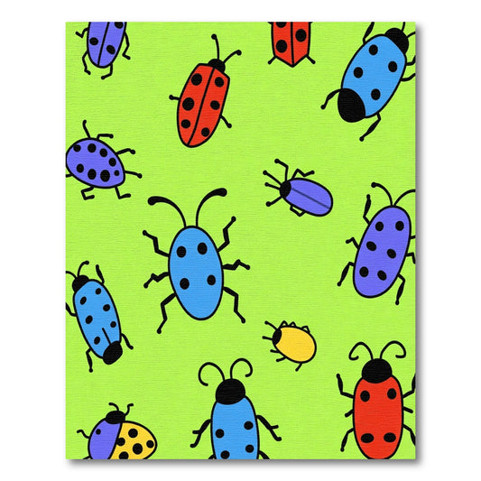 Whimsical Bug Collection Green Area Rug