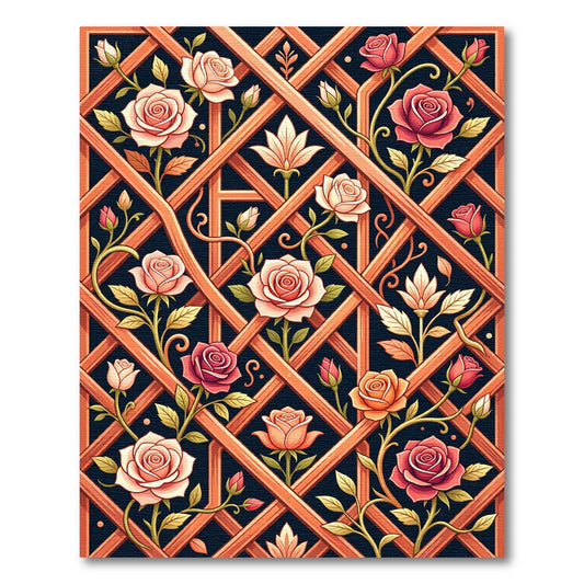Orange Lattice Rose Garden Vine Rug