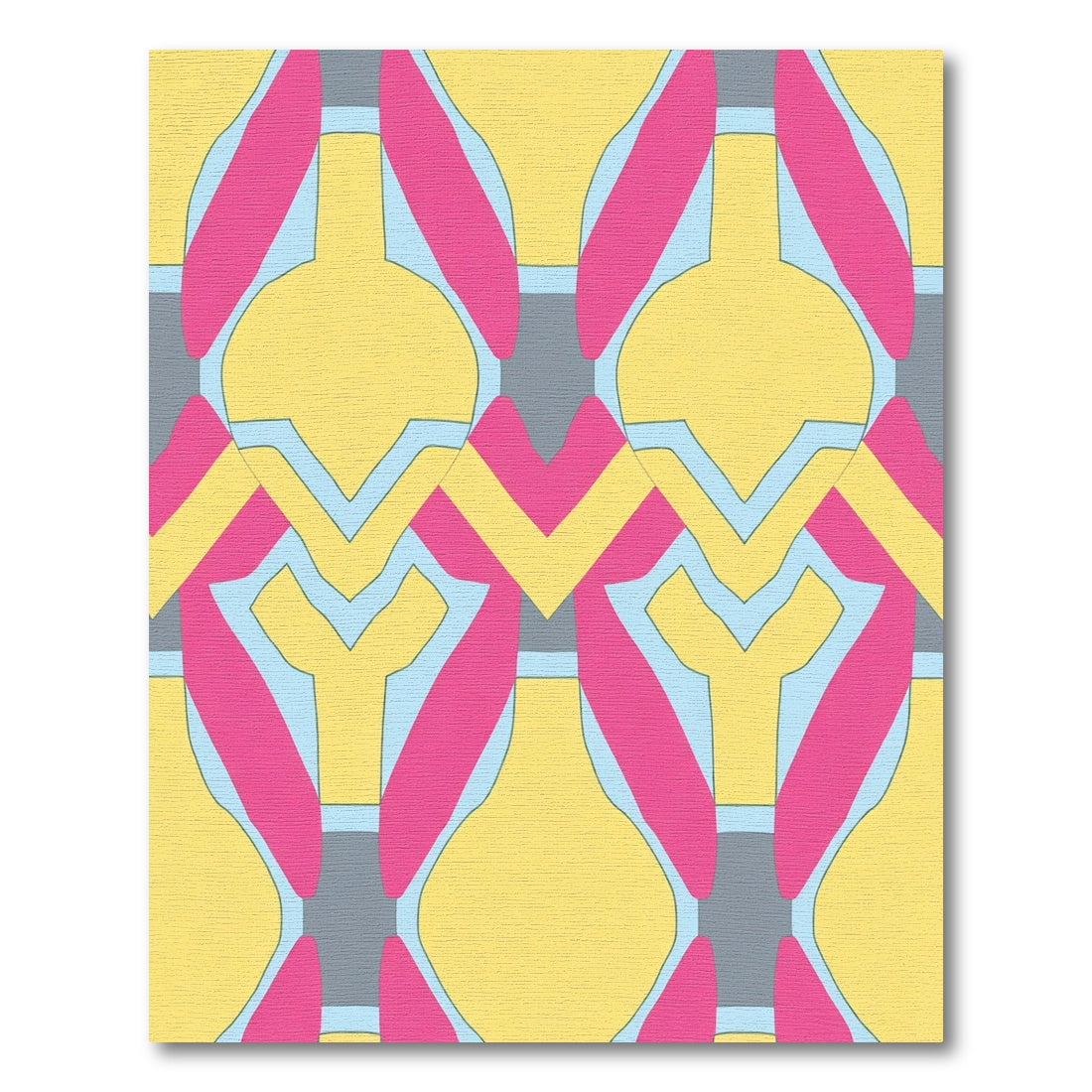 Bold Yellow Pink Geometric Frame Rug