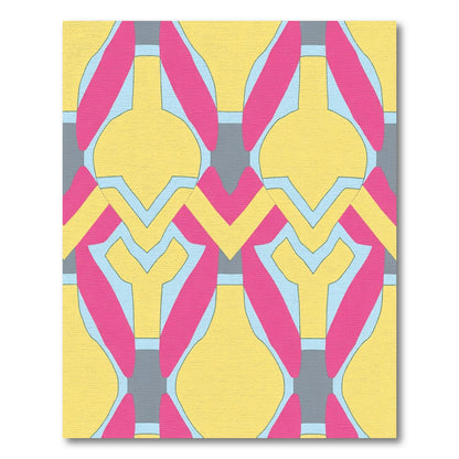 Bold Yellow Pink Geometric Frame Rug