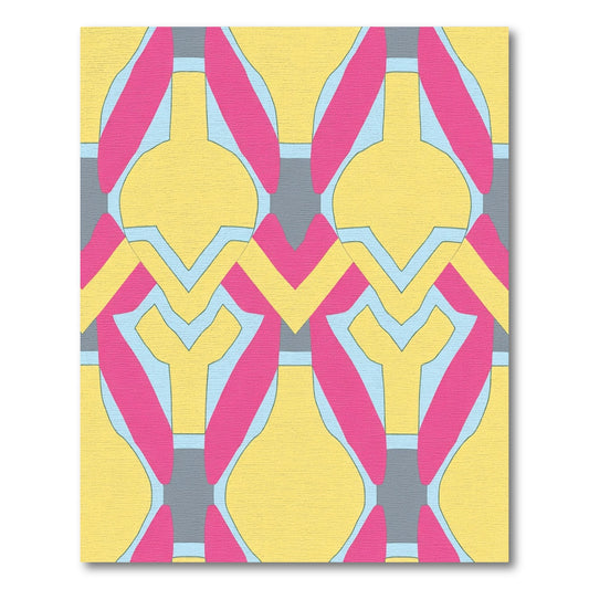 Bold Yellow Pink Geometric Frame Rug