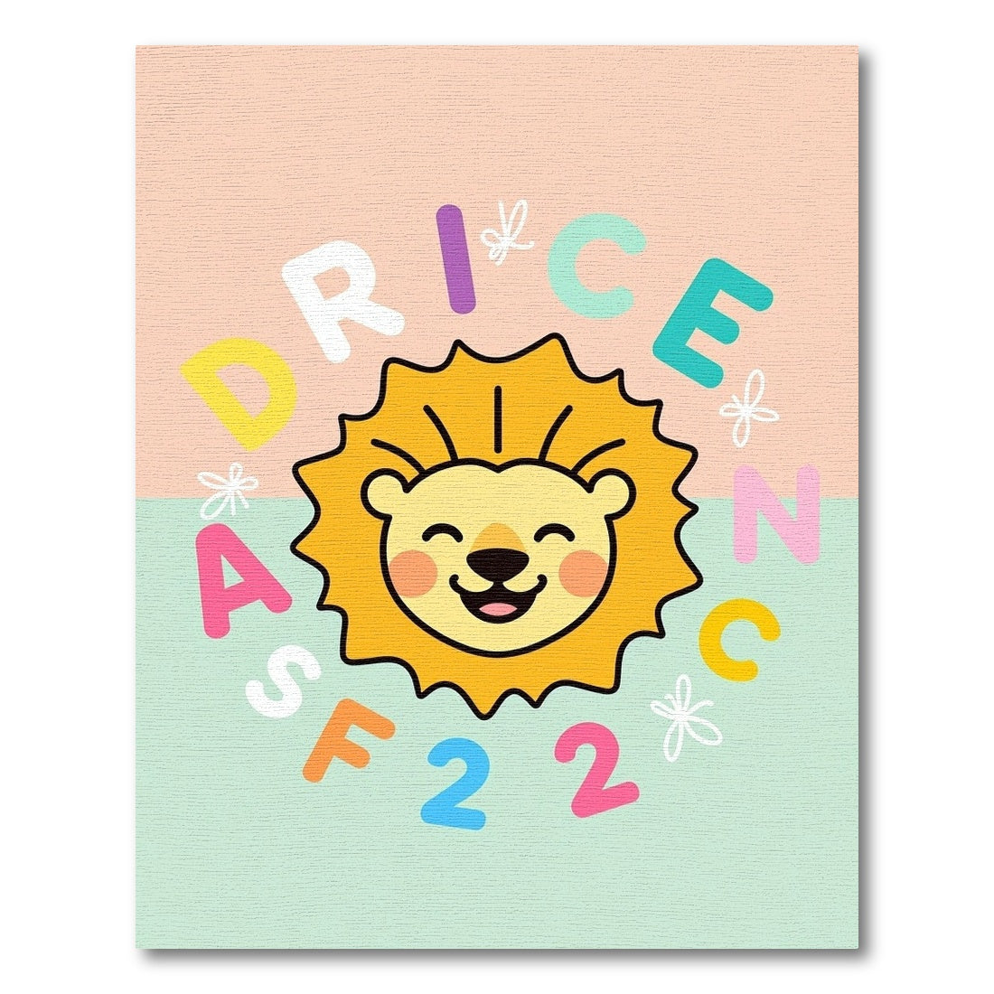 Happy Lion Alphabet Numbers Collage Rug