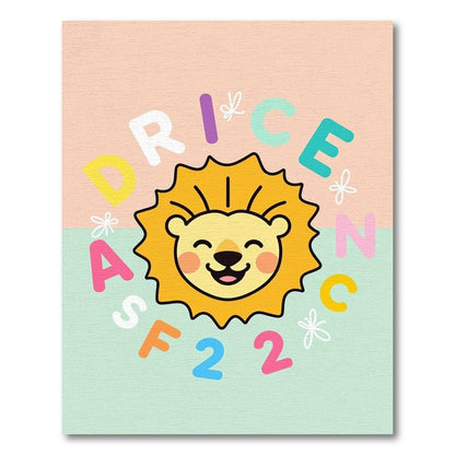 Happy Lion Alphabet Numbers Collage Rug