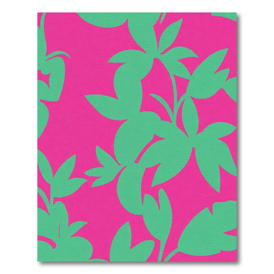 Bright Pink Green Leafy Branch Accents Rug