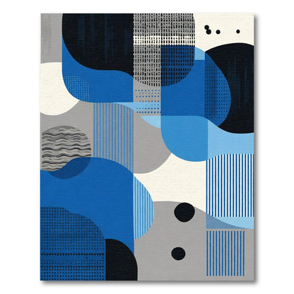 Abstract Blue Geometric Shapes Rug