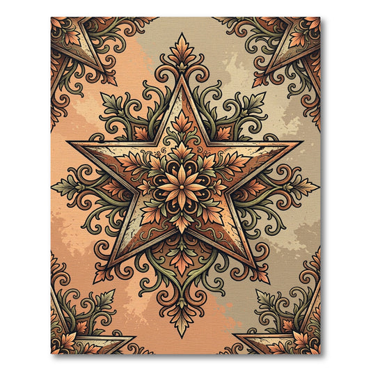 Ornate Starburst Foliage Earthy Floral Rug