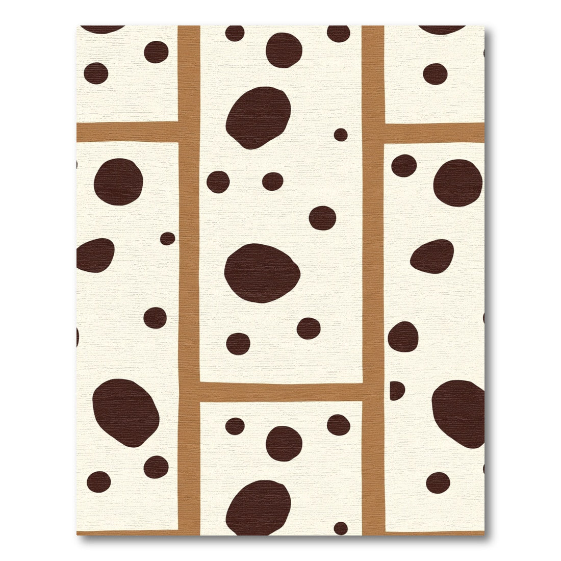 Cream Brown Spotted Grid Layout Rug