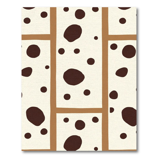 Cream Brown Spotted Grid Layout Rug
