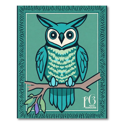 Teal Owl Perched Branch Artful Rug