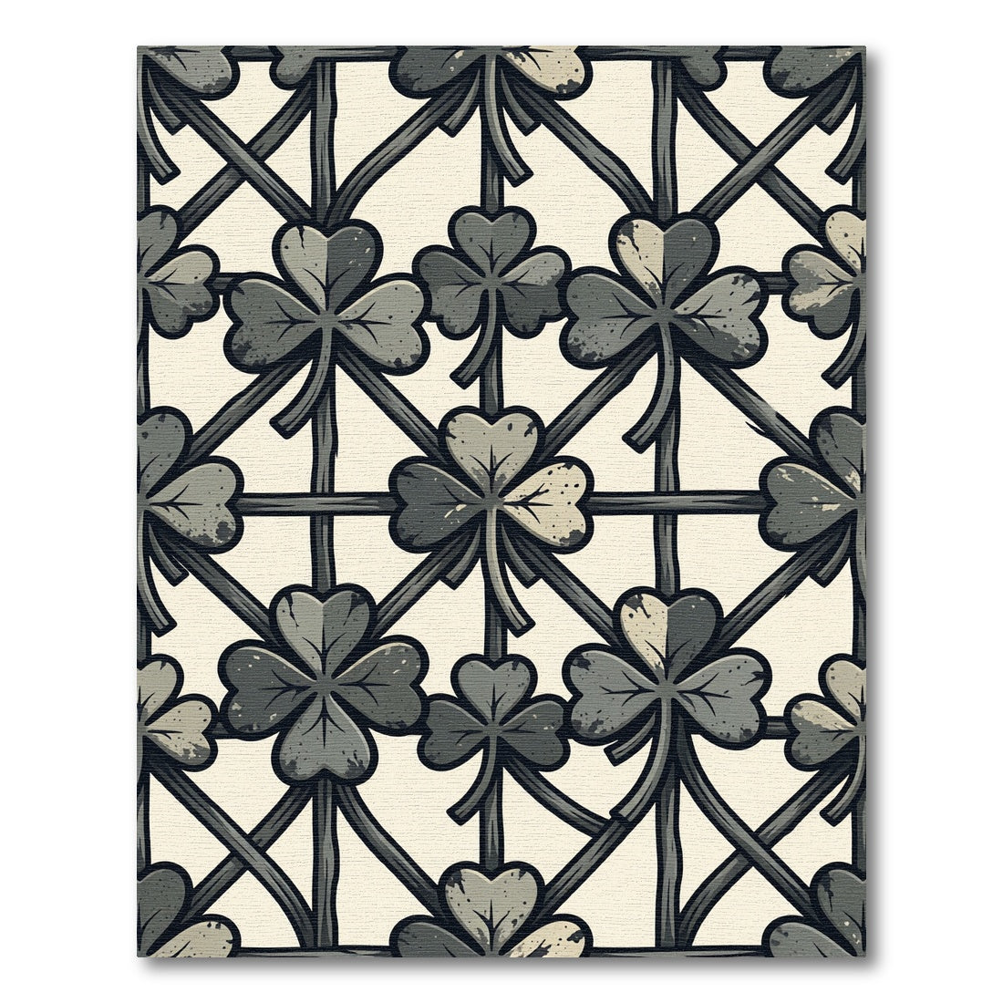 Gray Clover Lattice Work Rug