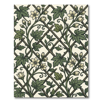 Green Ivy Trellis Botanical Cream Rug