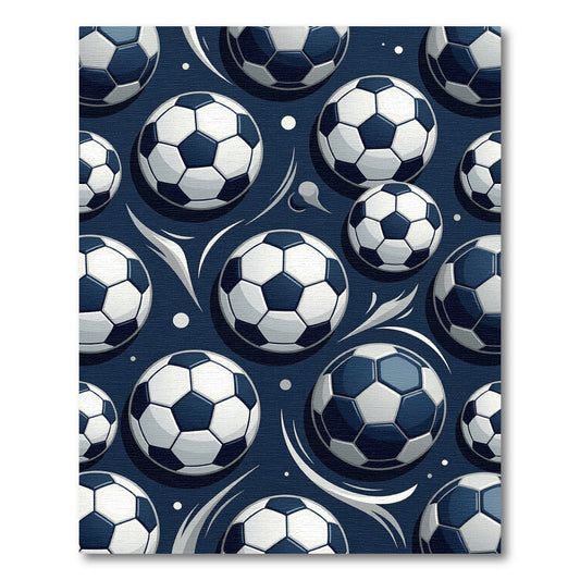 Dynamic Soccer Ball Navy Graphic Rug