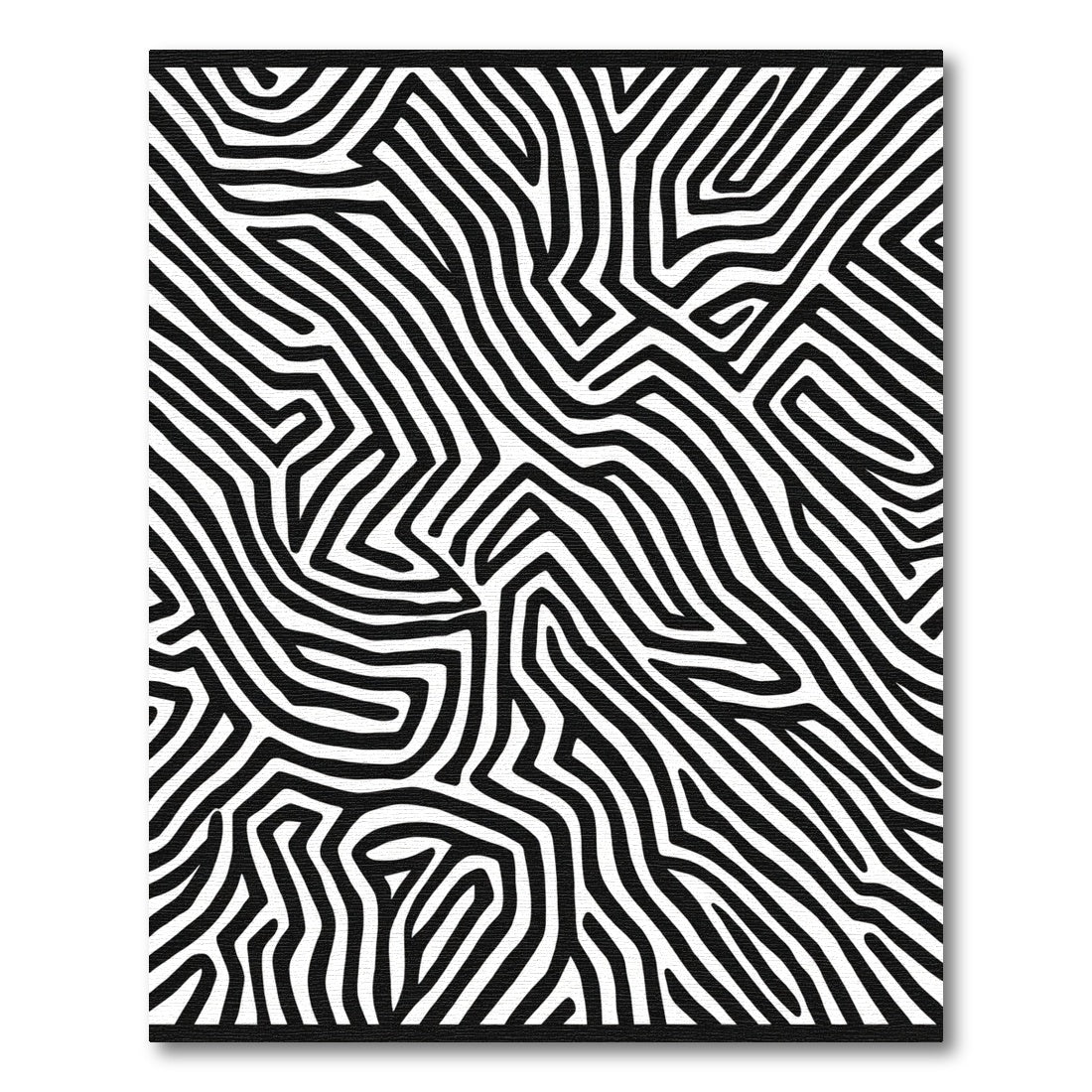 Monochrome Abstract Maze Lines Rug