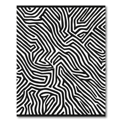 Monochrome Abstract Maze Lines Rug