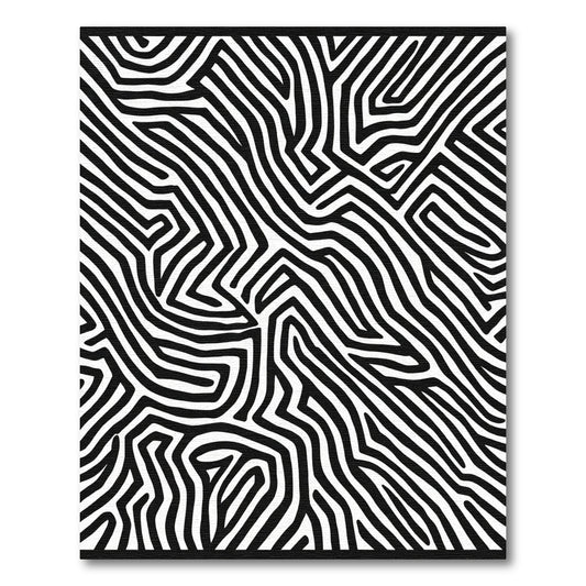 Monochrome Abstract Maze Lines Rug
