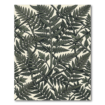 Lush Sage Green Handcrafted Fern Botanical Rug