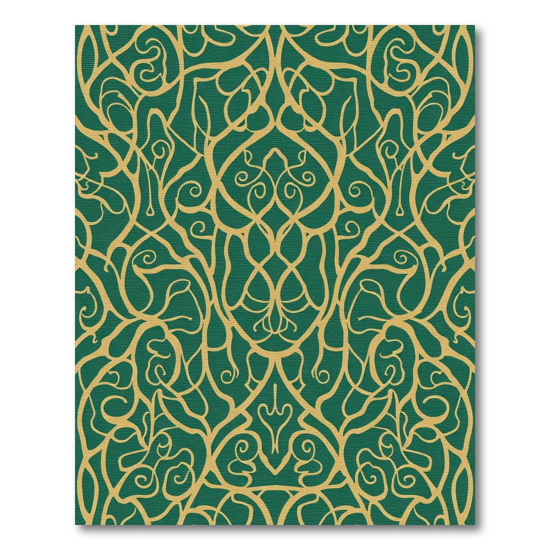 Emerald Green Golden Swirl Arabesque Rug