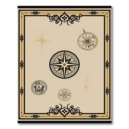 Vintage Compass Rose Navigation Elements Rug