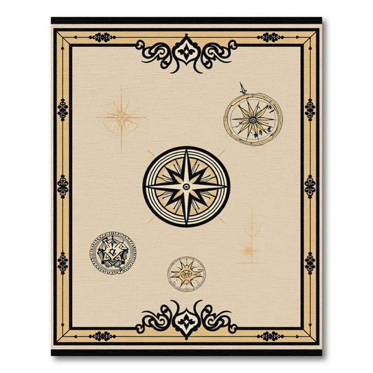 Vintage Compass Rose Navigation Elements Rug