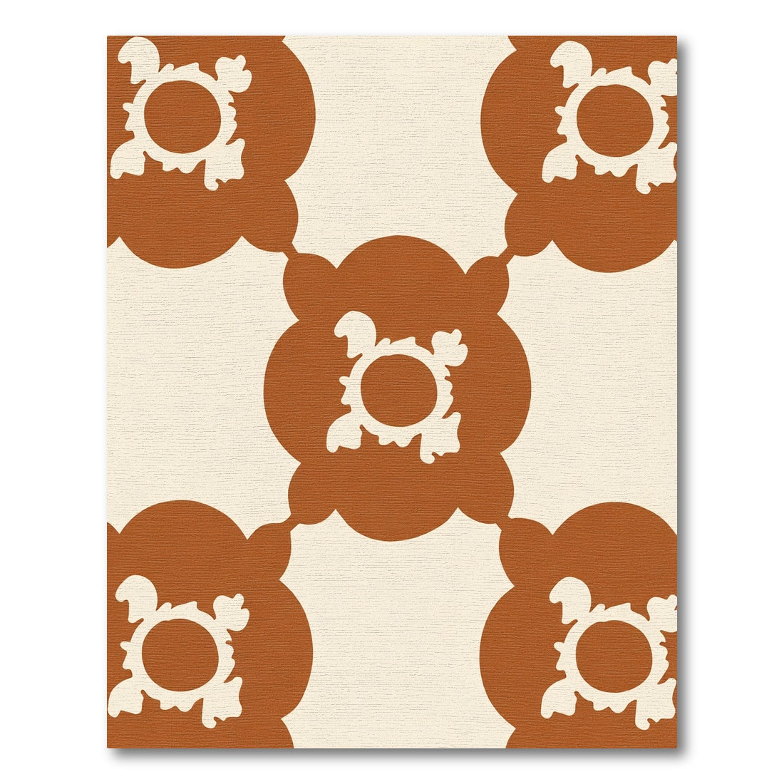 Terracotta Floral Scallop Repeat Rug