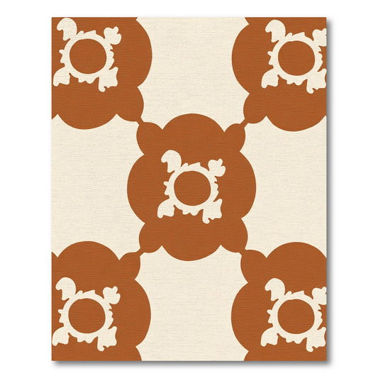 Terracotta Floral Scallop Repeat Rug
