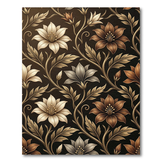 Antique Gold Floral Vine Arrangement Rug