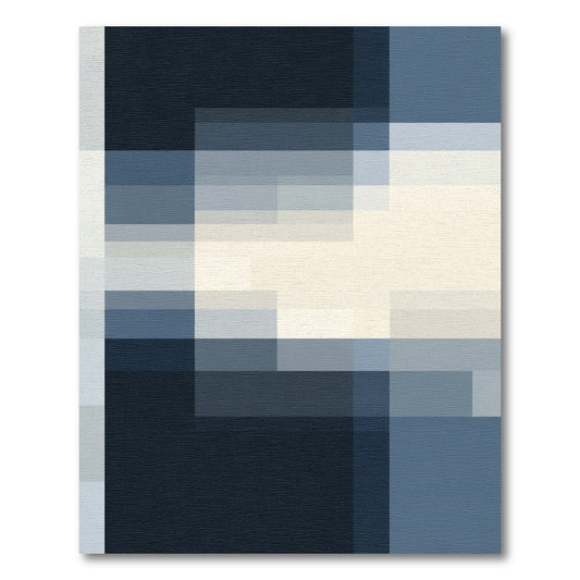 Deep Blue Gradient Geometric Blocks Rug