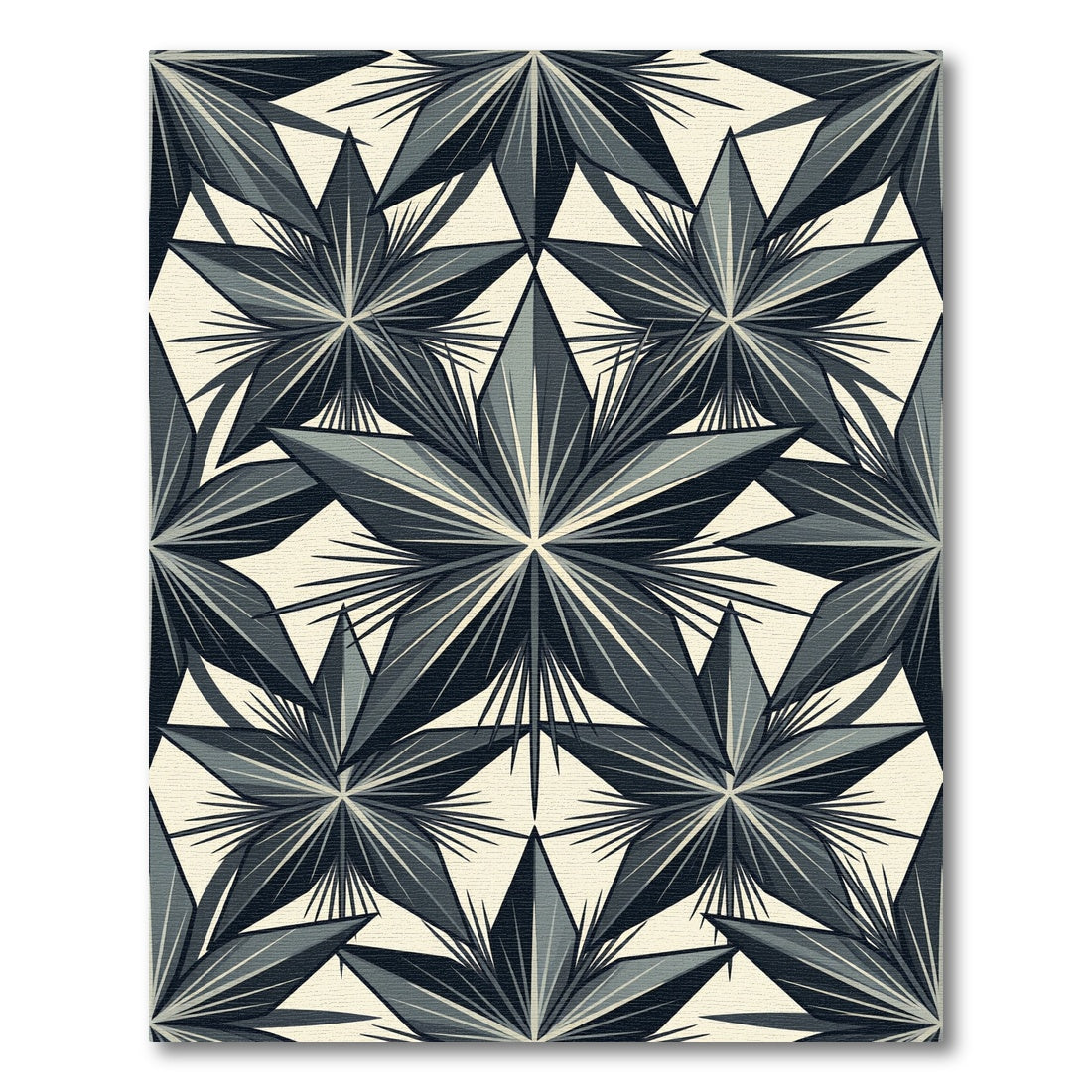 Modern Geometric Starburst Monochrome Rug