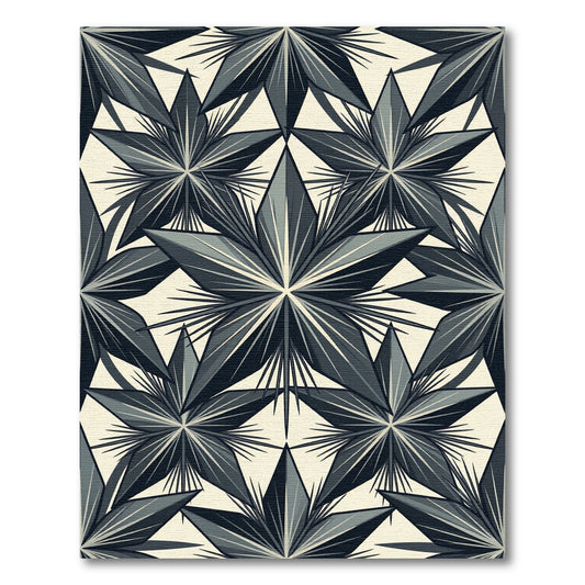 Modern Geometric Starburst Monochrome Rug
