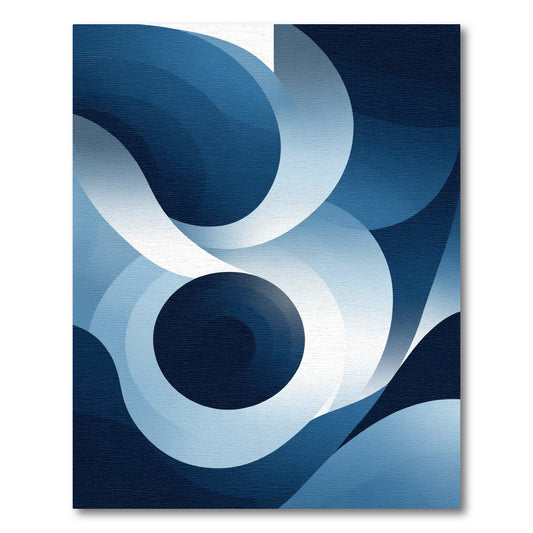Deep Blue Abstract Swirl Rug