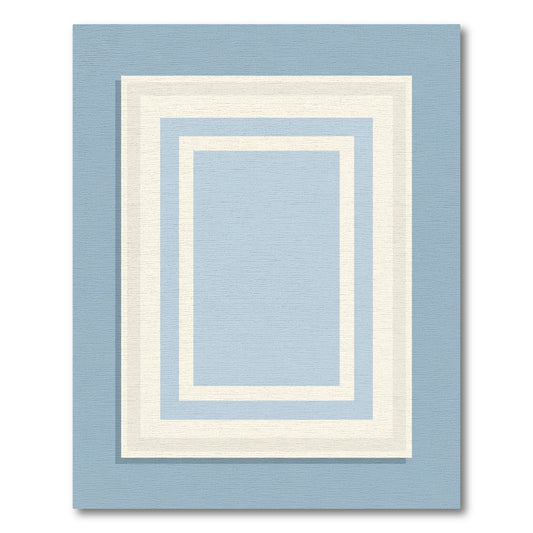 Soft Blue Layered Rectangles Rug