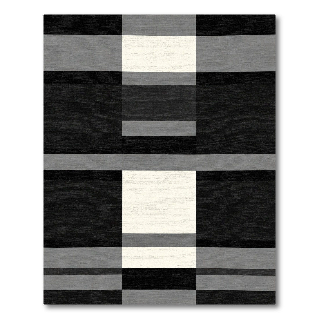 Bold Black White Gray Checkered Rug