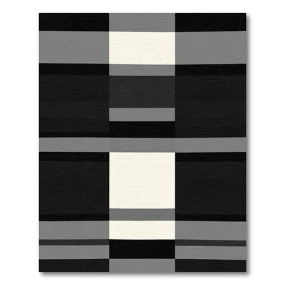 Bold Black White Gray Checkered Rug