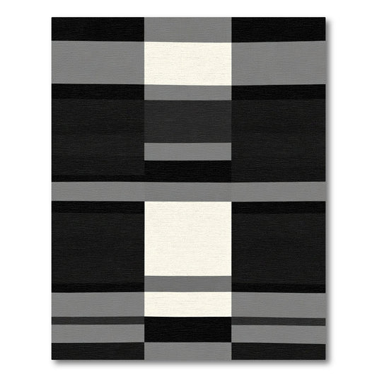 Bold Black White Gray Checkered Rug