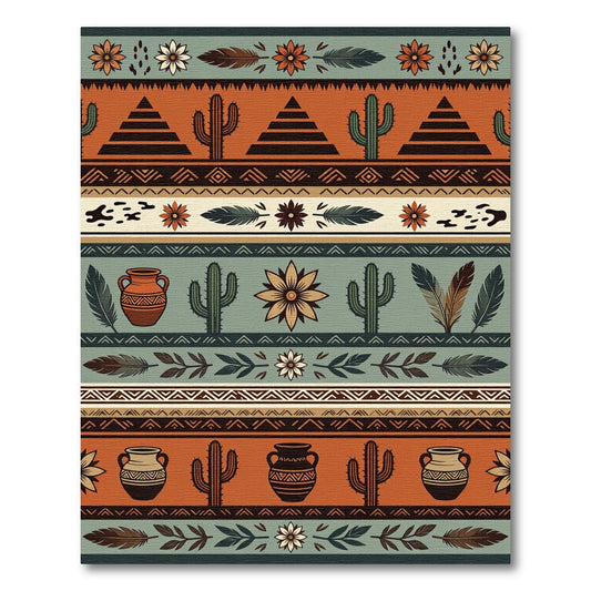 Southwestern Earthy Cactus Terracotta Striped Rug