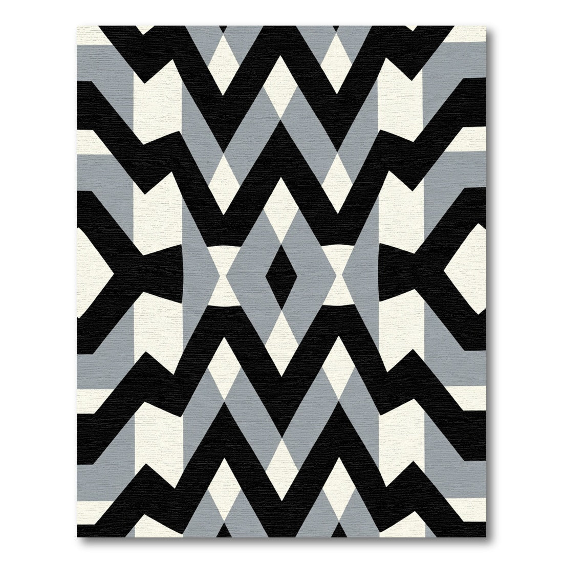 Bold Black Gray Chevron Diamond Rug