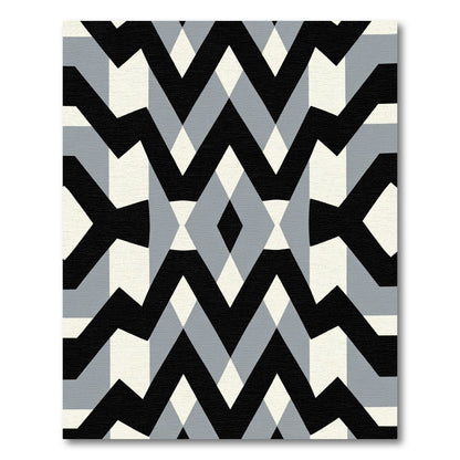 Bold Black Gray Chevron Diamond Rug