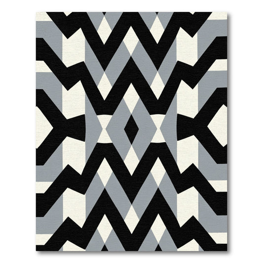 Bold Black Gray Chevron Diamond Rug
